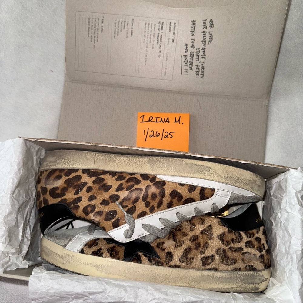 GOLDEN GOOSE Suede Toe Leopard Superstar Size 39 (US Women’s 8.5) New in Box - Picture 4 of 16